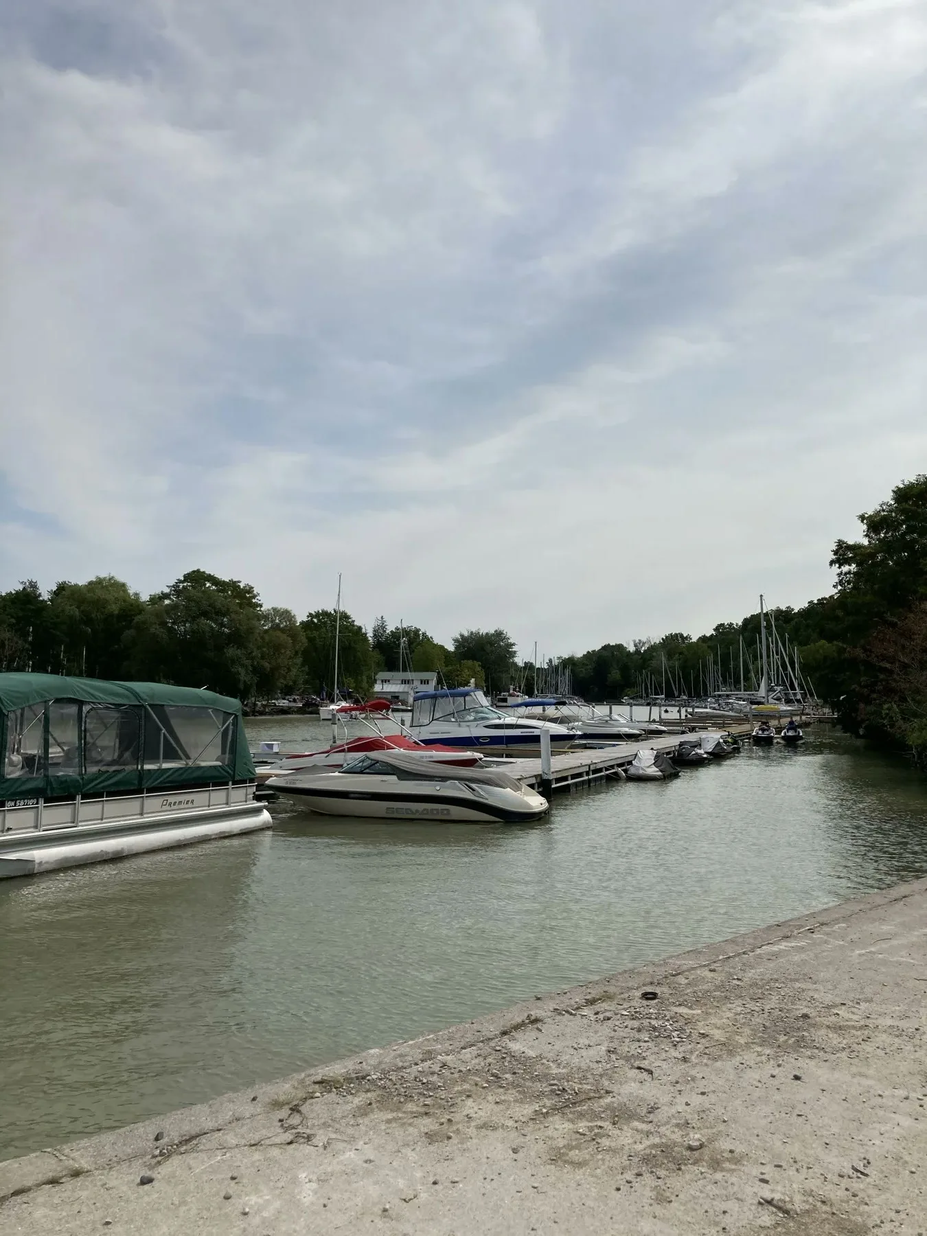 Boats and marina water in Bayfield Ontario