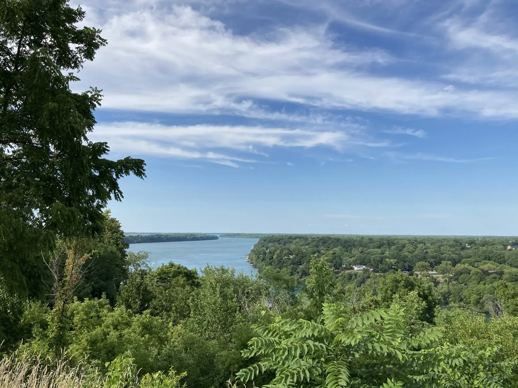 Green hilltop view near Niagara Falls and the Niagara River