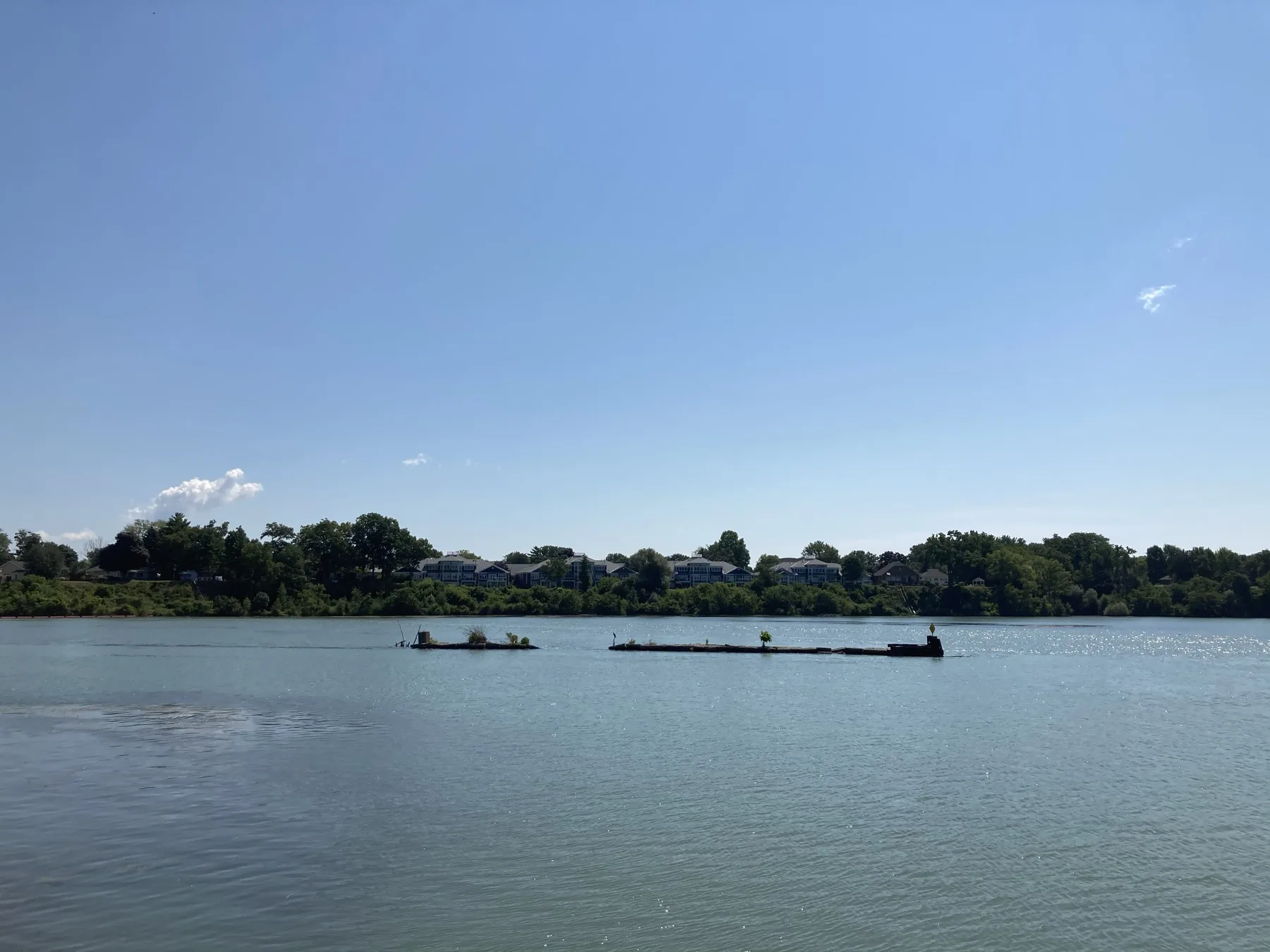 Calm water and small boats near St. Catharines waterfront