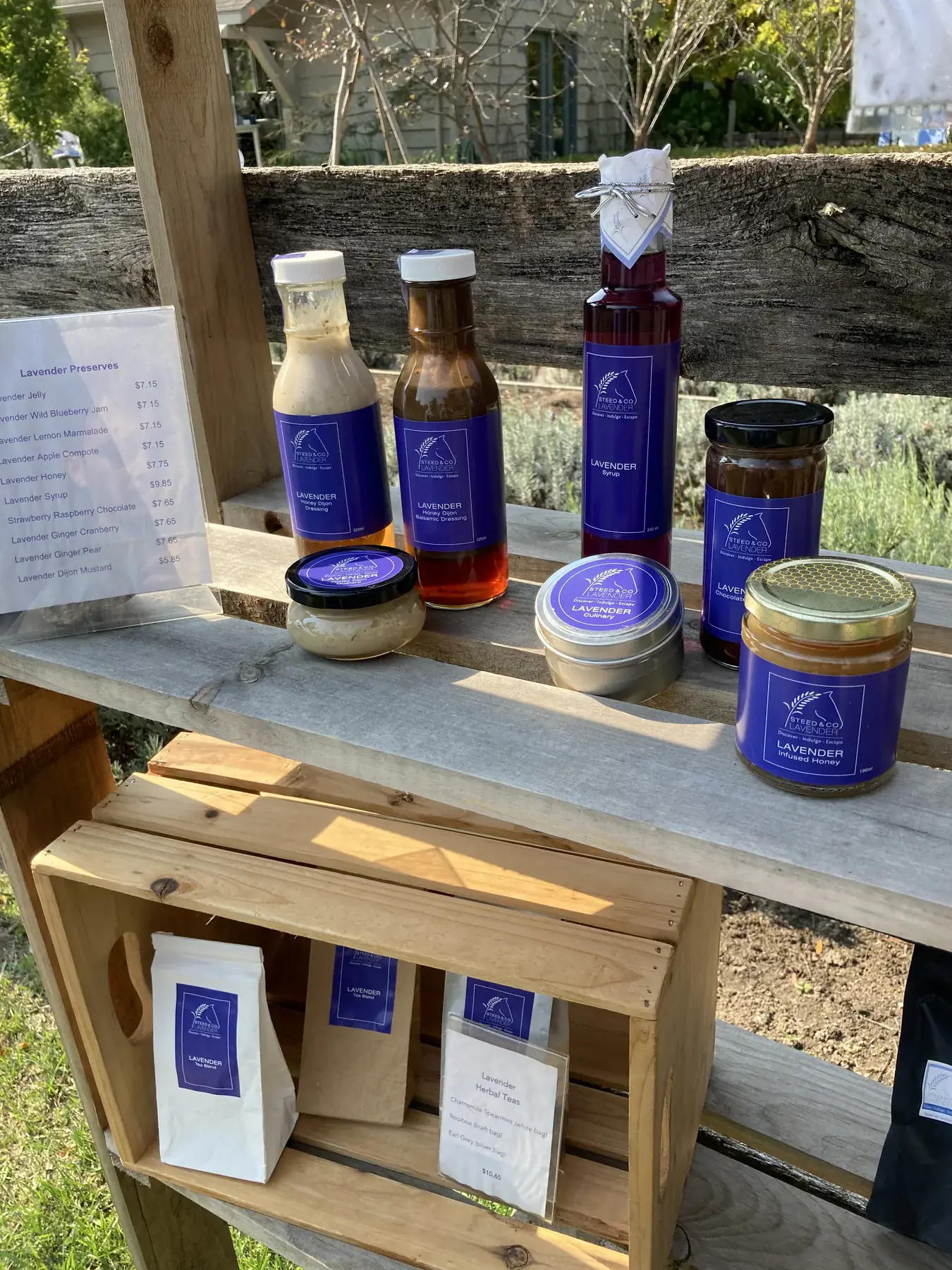 Lavender products on a shelf near Sparta Ontario