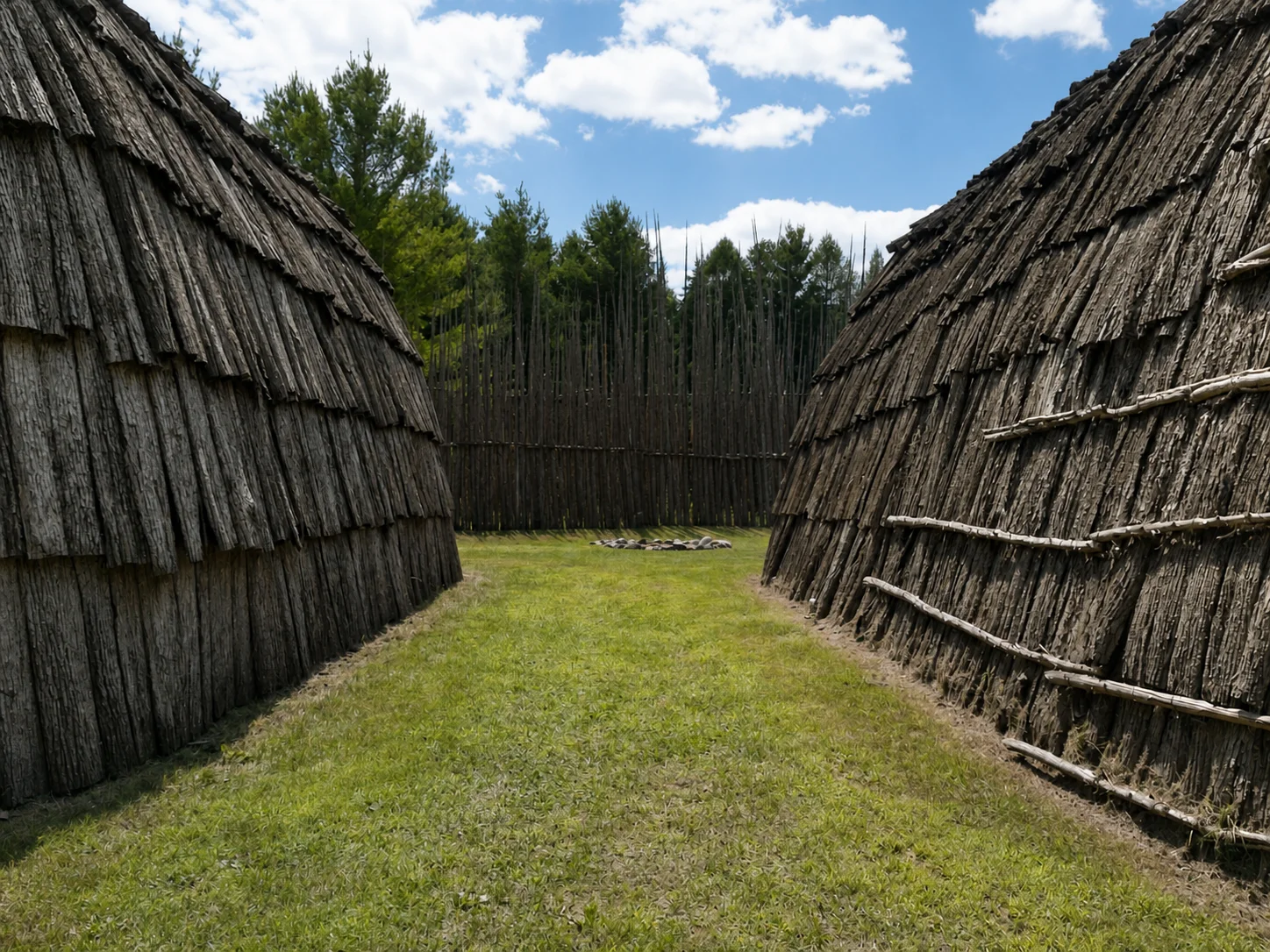 Passage between longhouses inside Ska-Nah-Doht Village