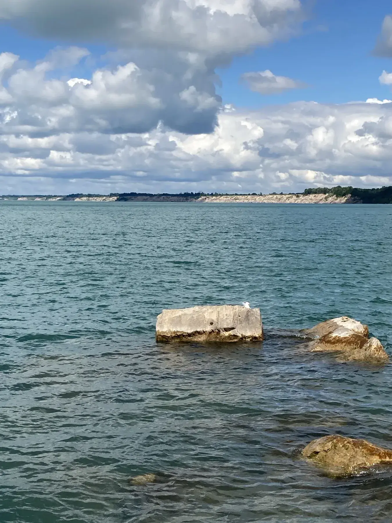 Lake Erie water and rocks near Port Stanley
