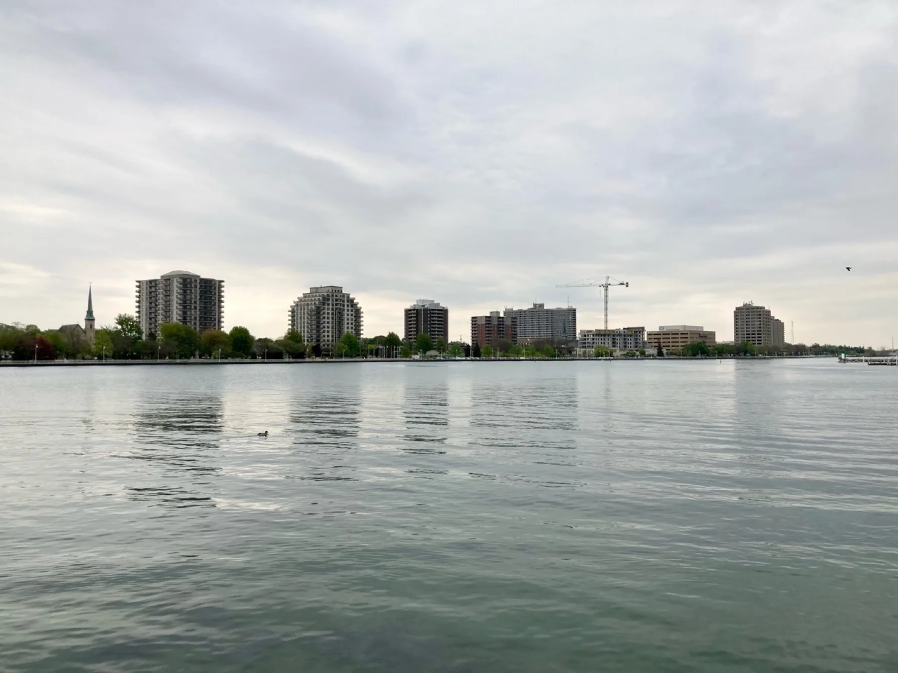 Sarnia skyline and calm water along the St. Clair River