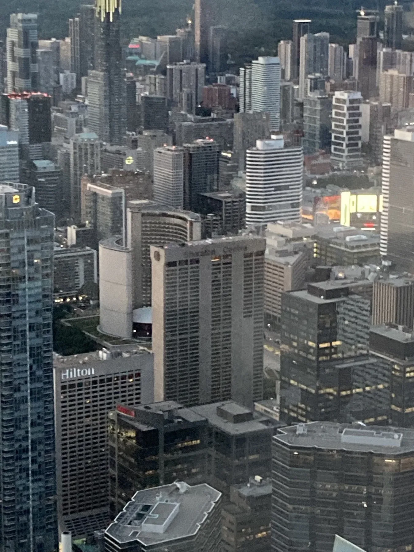 A city-grid view from the observation level.