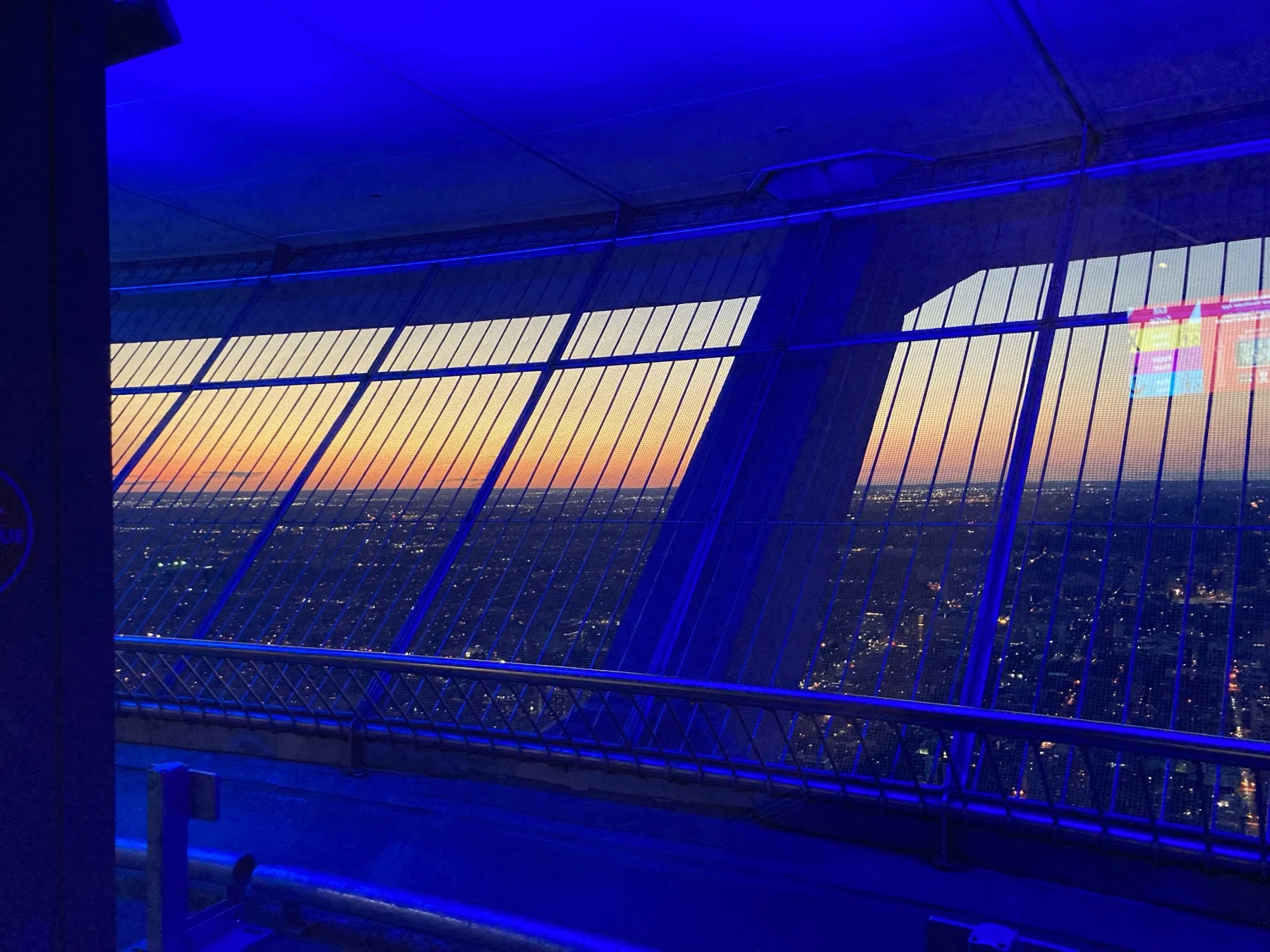 Lake Ontario and downtown views through the upper windows.