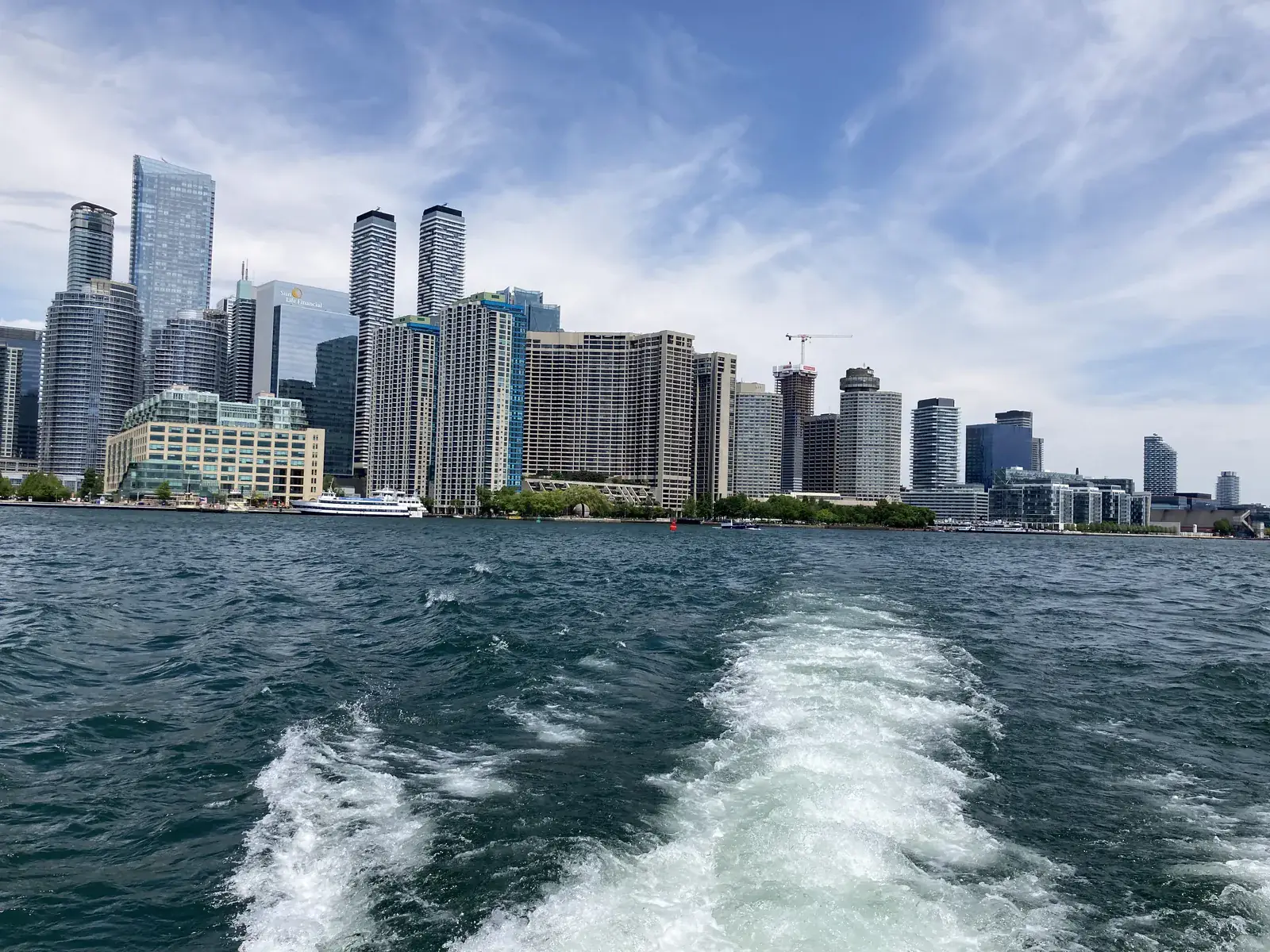 Toronto skyline seen from the waterfront near the island ferry