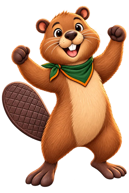 Cheerful Ontario beaver mascot