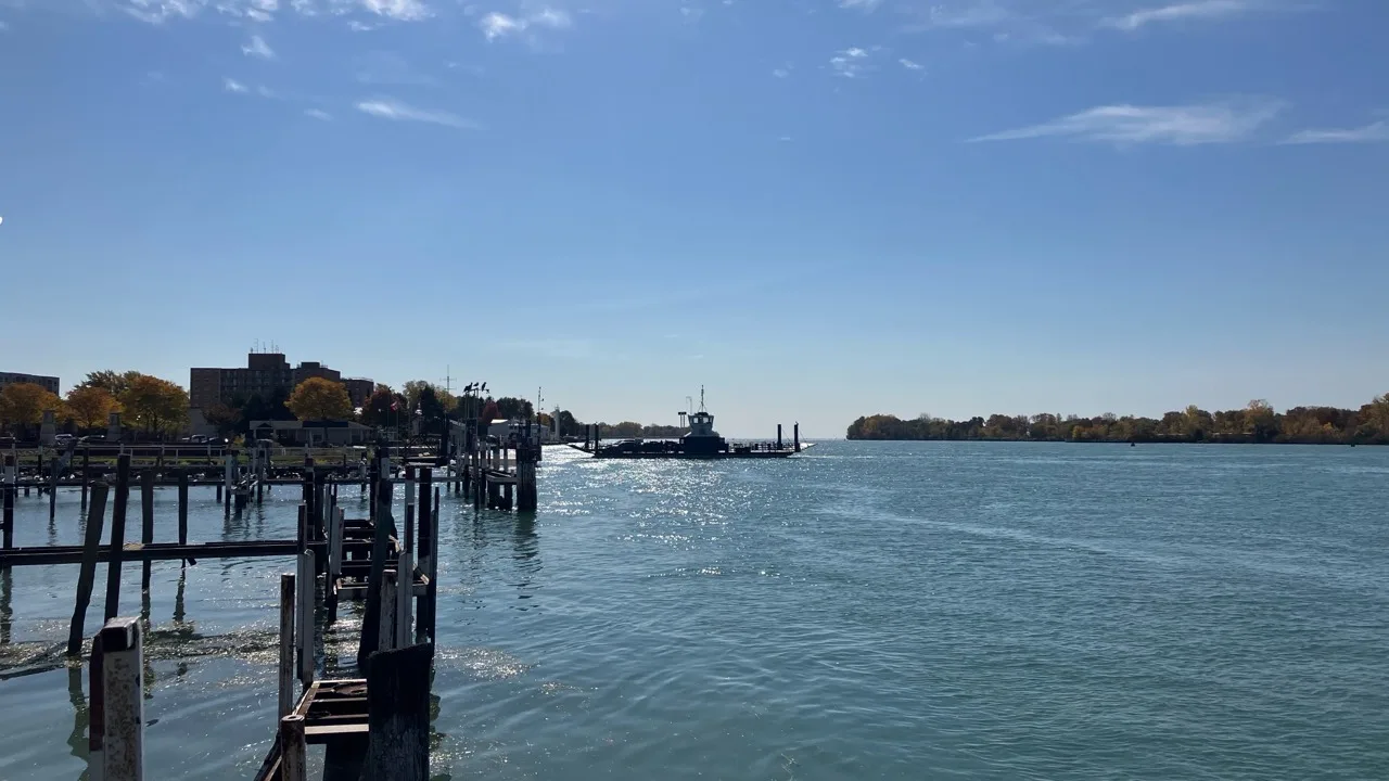 Ferry on the Detroit River beside the Amherstburg waterfront