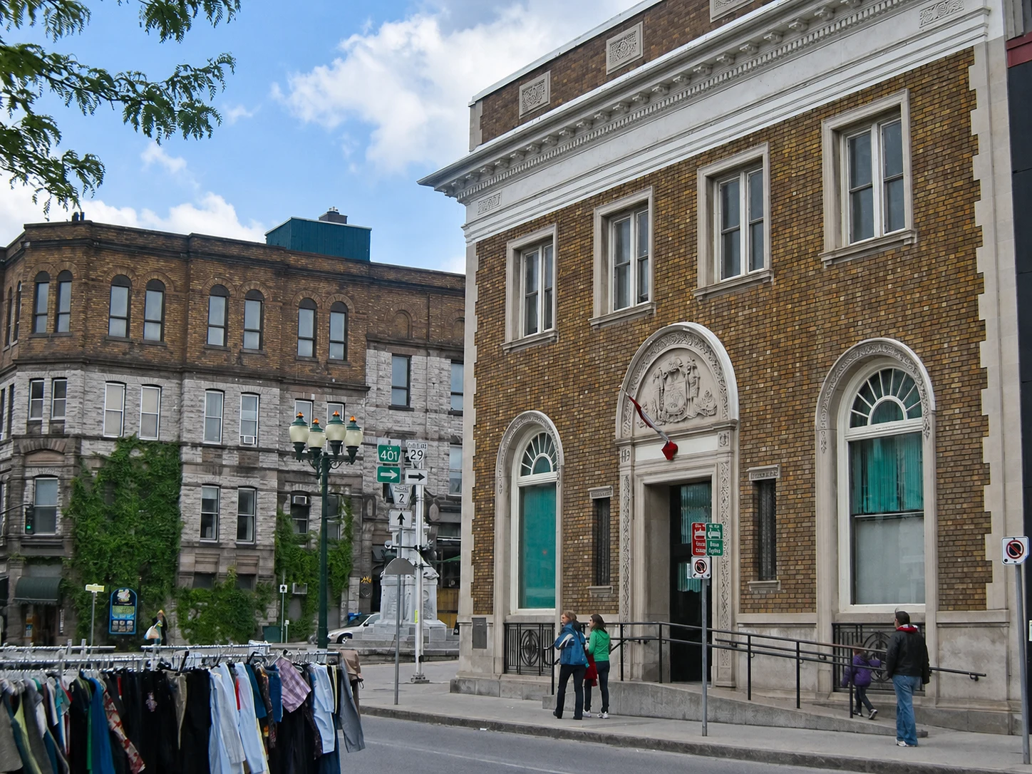 Historic civic building and arched windows in downtown Brockville