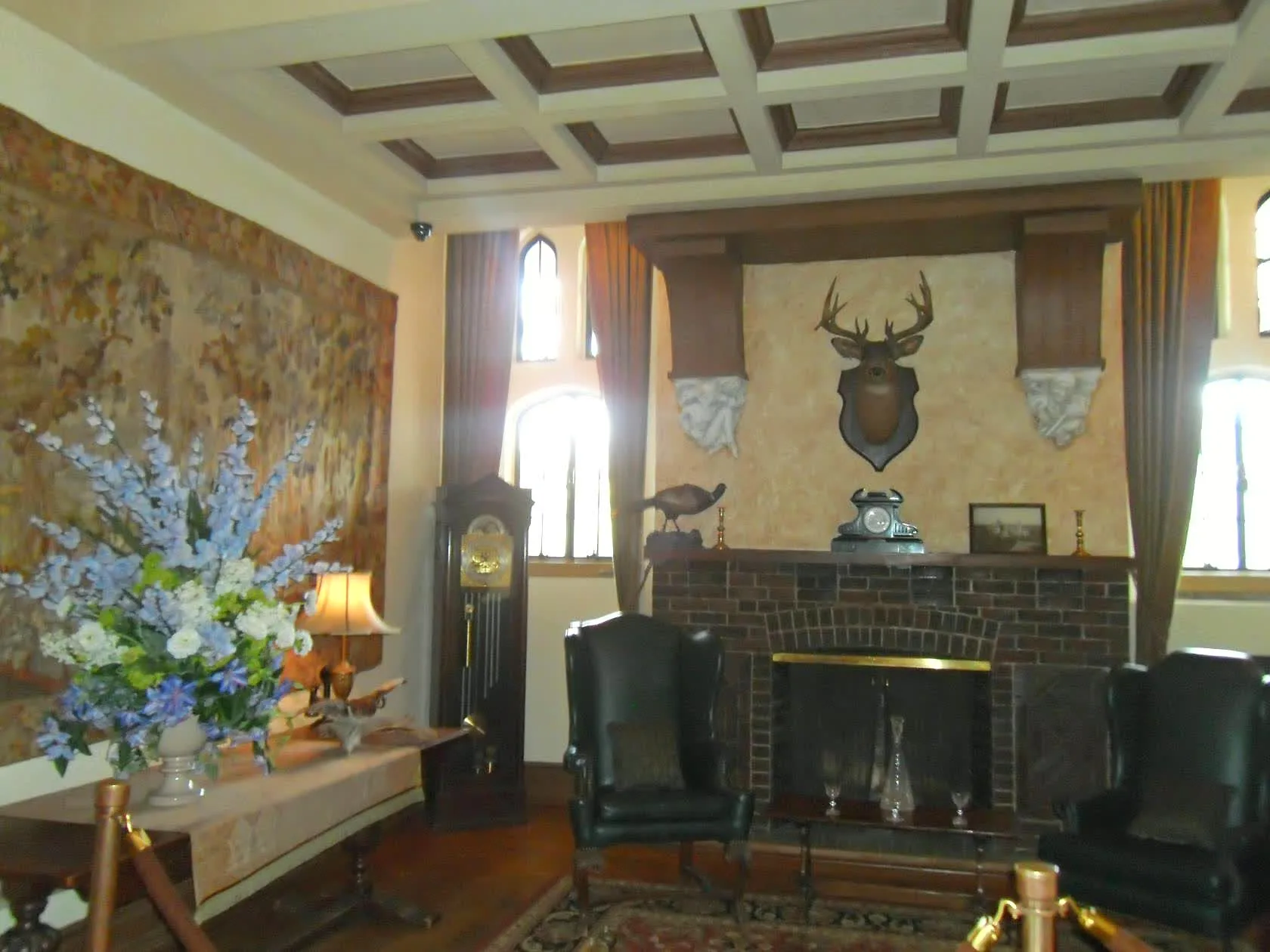 Fireplace study with hunting motif at Casa Loma
