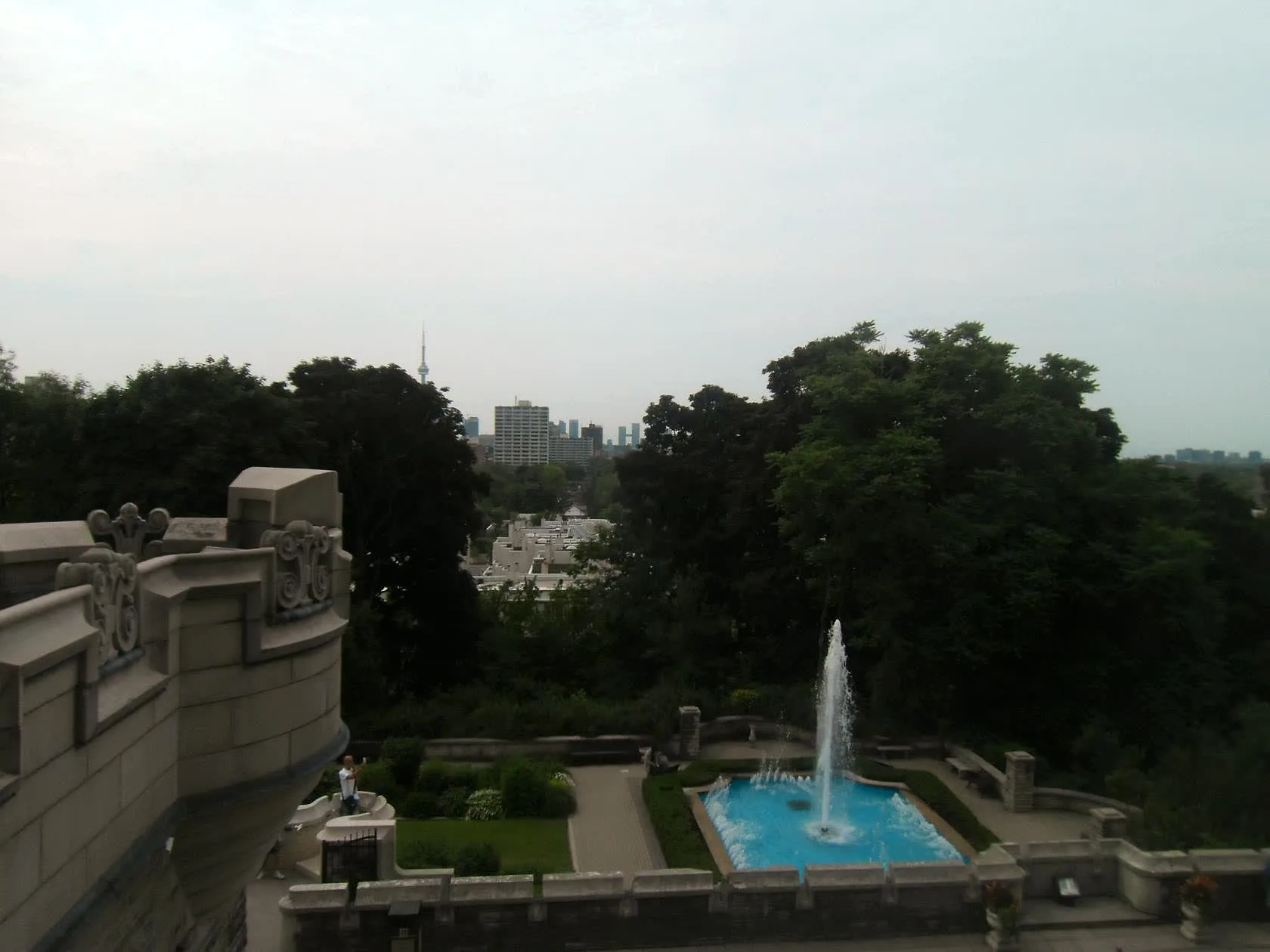 Casa Loma fountain gardens with the Toronto skyline