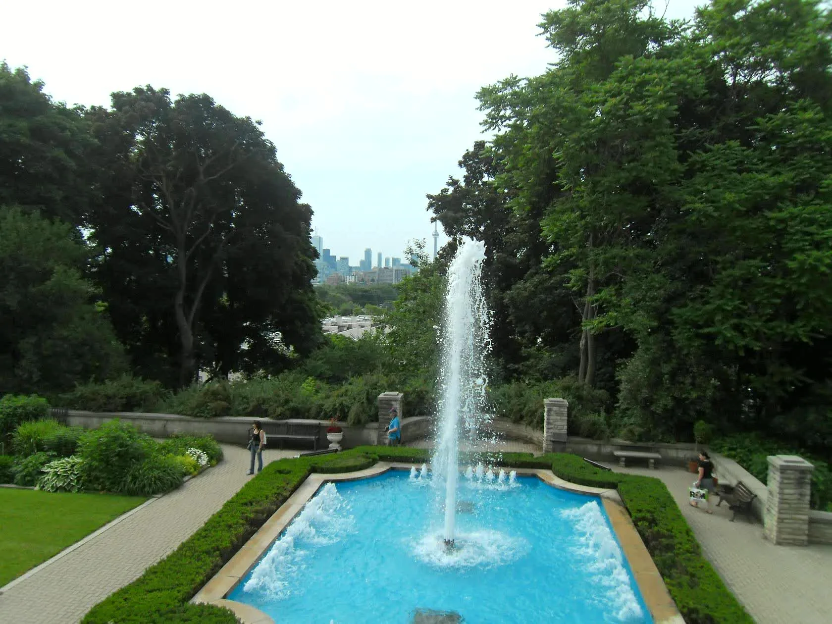 Formal Casa Loma garden and Toronto skyline view