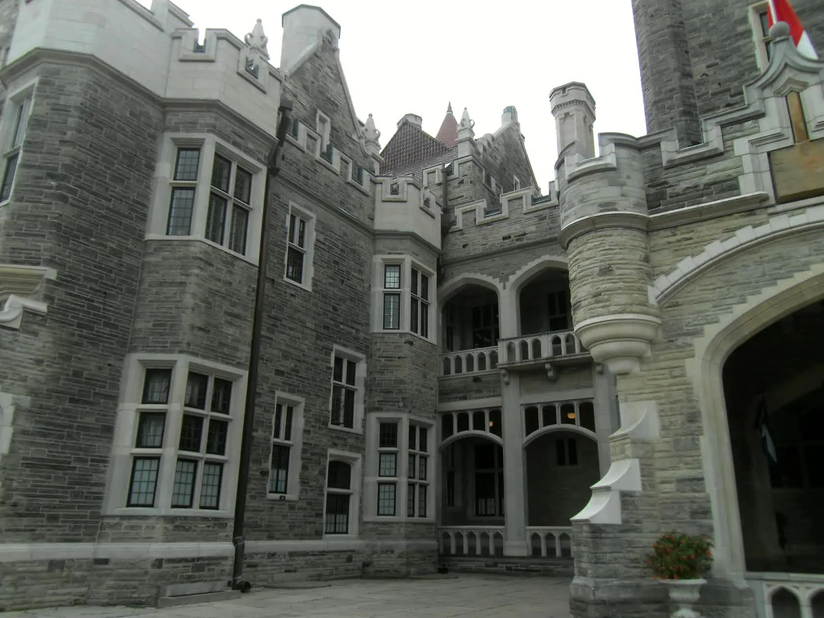 Pond and footbridge in the Casa Loma gardens