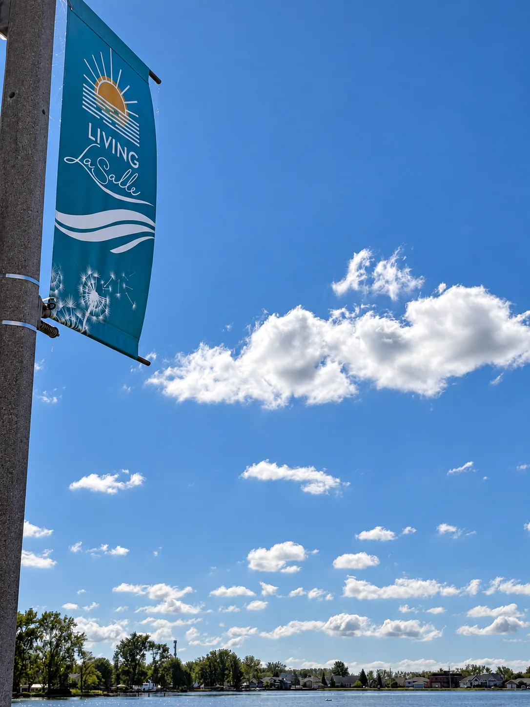 A Living LaSalle banner above the waterfront.
