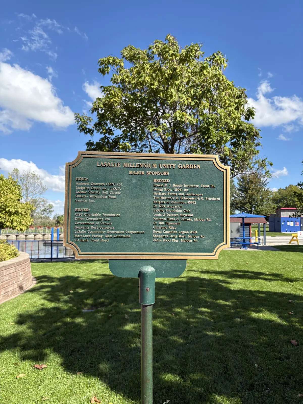 Original photograph of the Millennium Unity Garden major-sponsors plaque.