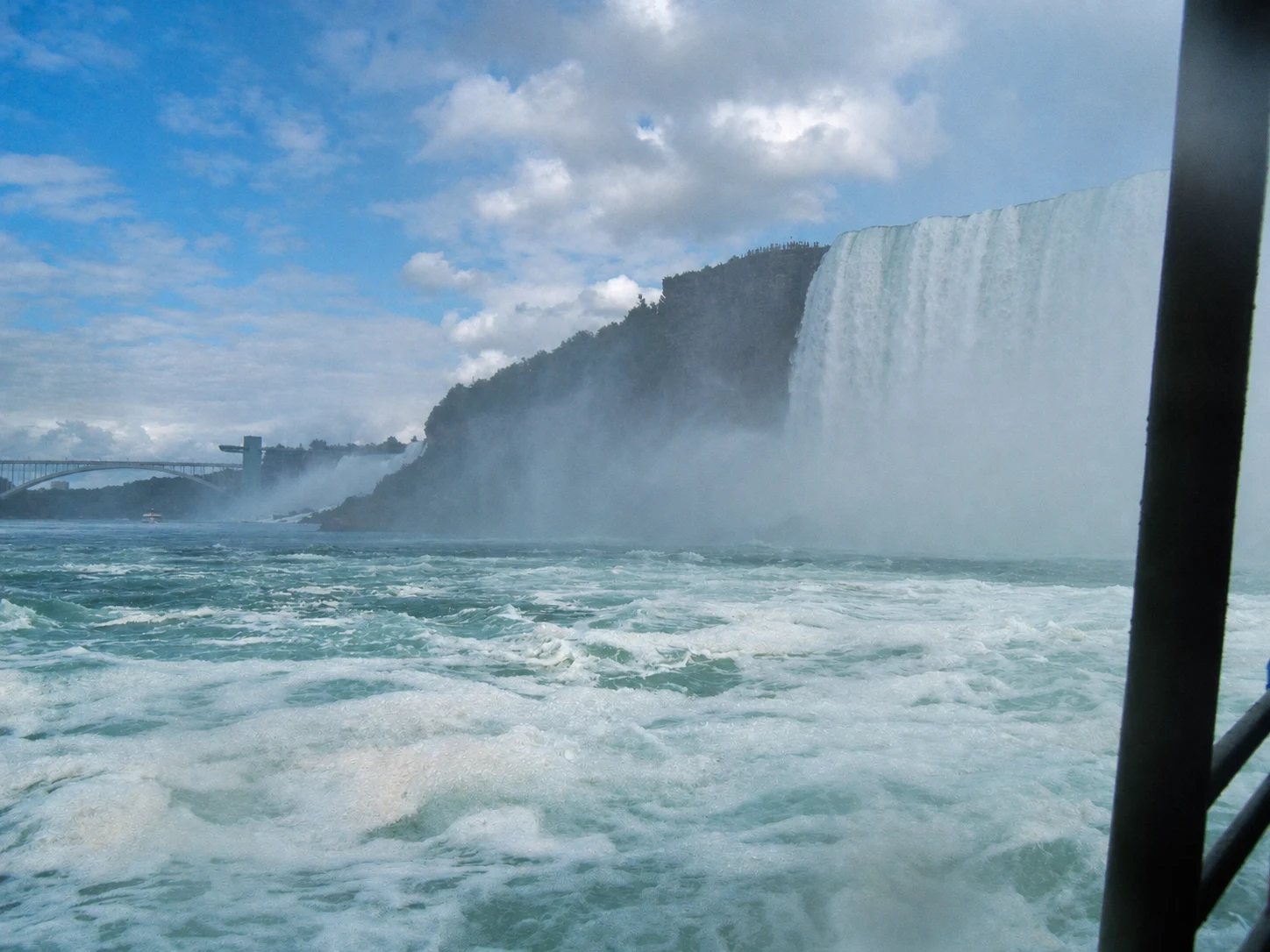 Churning water and mist at the foot of Niagara Falls
