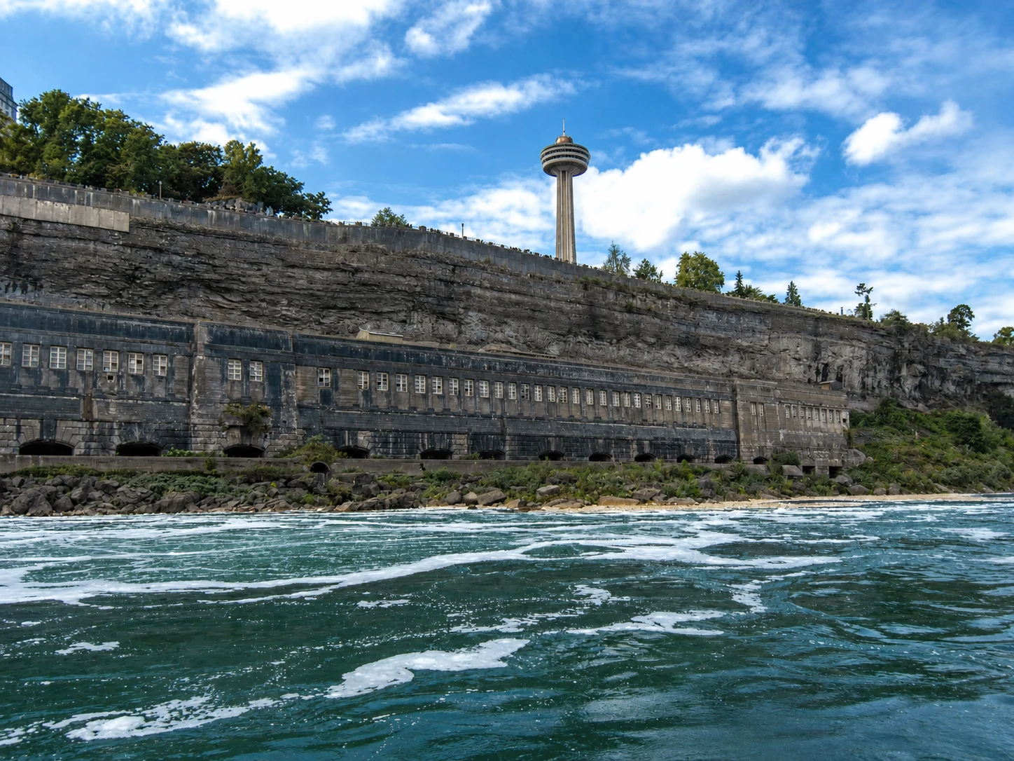 Niagara power station and observation tower from the river