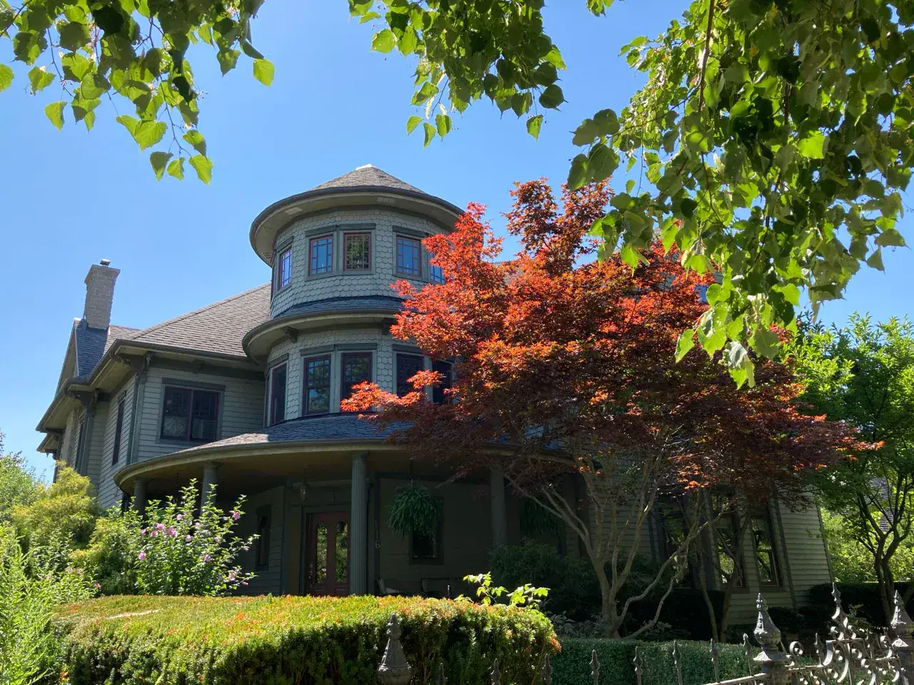 Private Queen Anne-inspired Old Town residence viewed from a public sidewalk