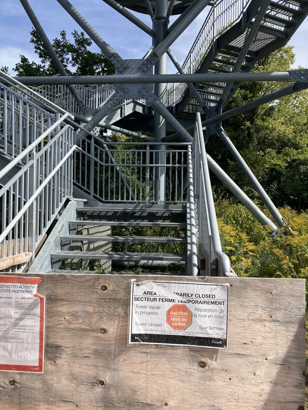 Historic visitor photograph of the Point Pelee Tip Tower during its temporary repair closure