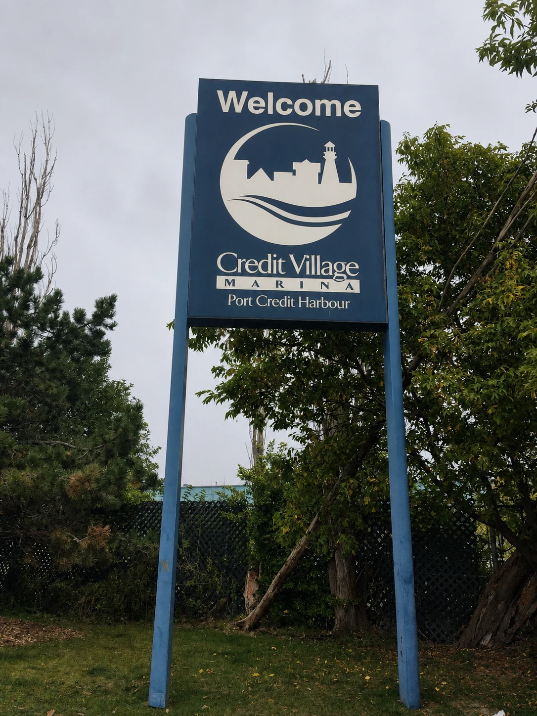 Credit Village Marina Port Credit Harbour welcome sign