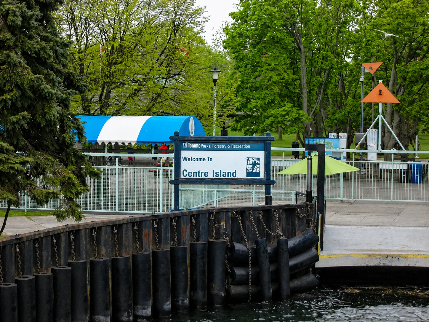Welcome to Centre Island ferry dock sign in Toronto Island Park